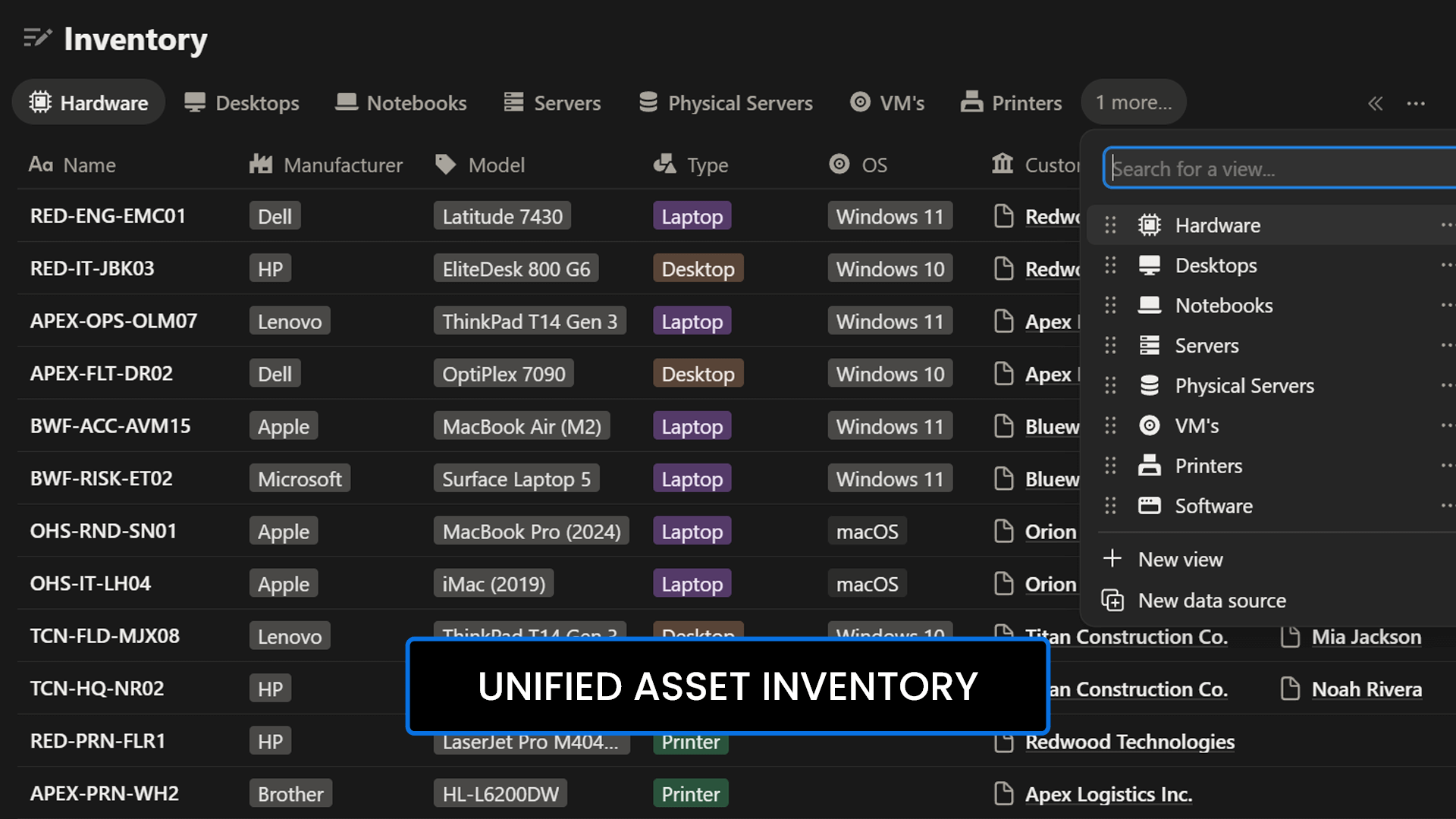 Orcaflow Console Asset Inventory