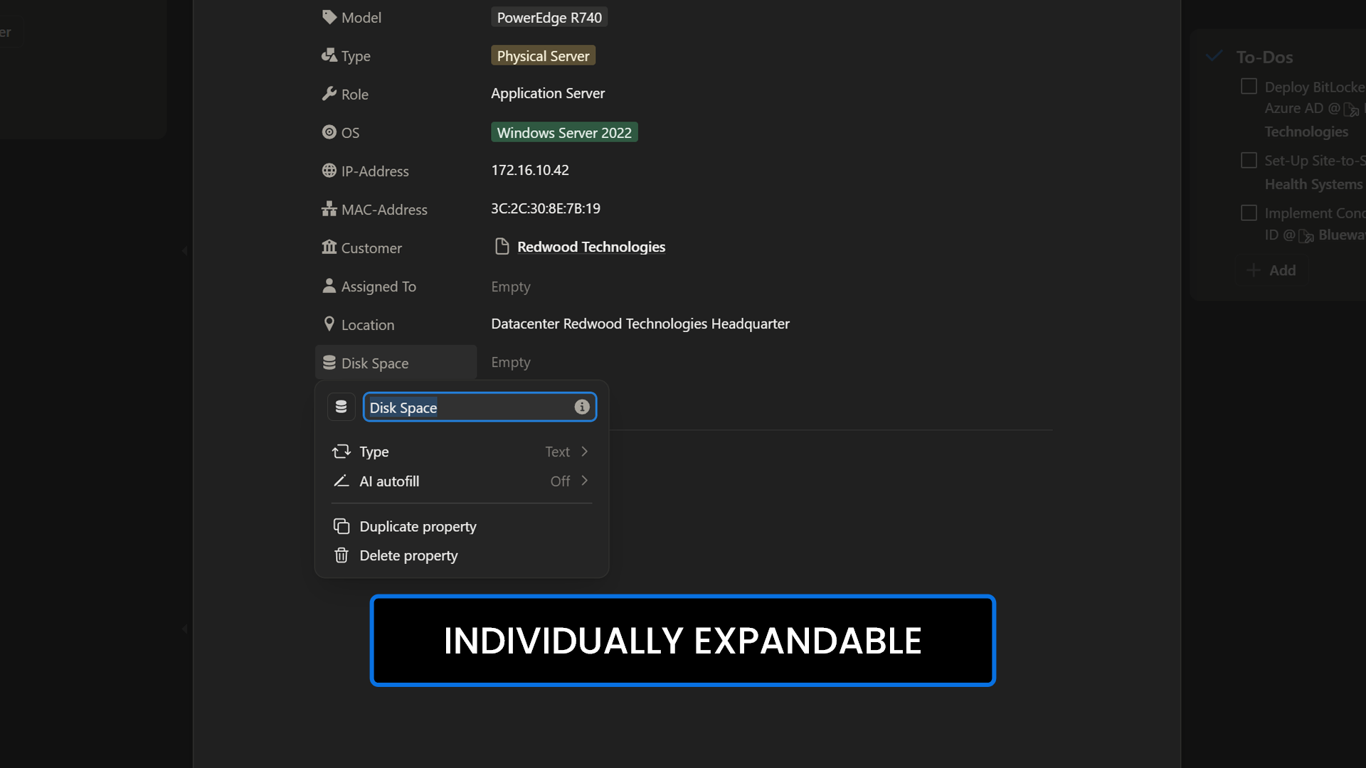 Orcaflow Console Individually Expandable Properties