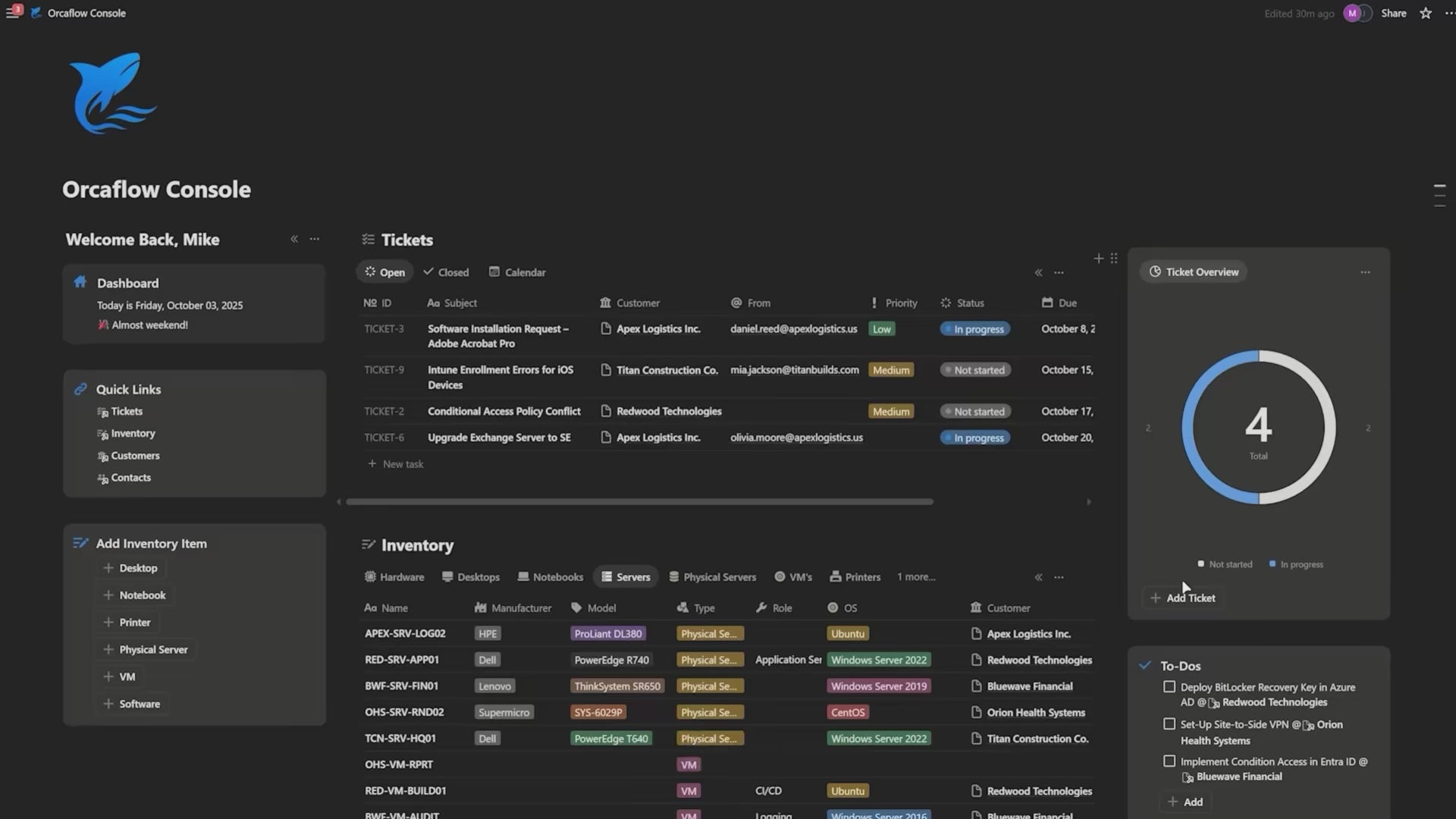 Orcaflow Console Product Demo