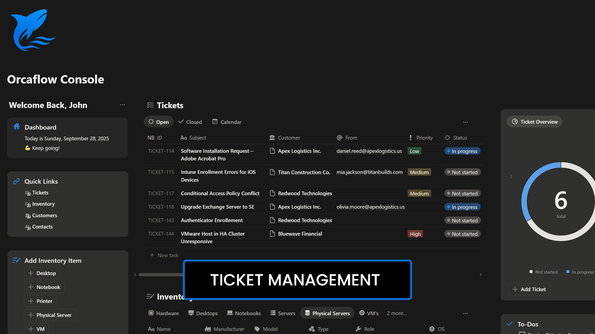 Orcaflow Console Ticket Management